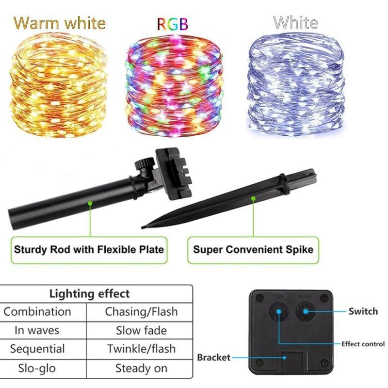 32 м солнечный светодиодный садовый пейзажный светильник, уличный балкон, ограждение, декоративный светильник для двора, рождественская атмосфера, световая труба, световая струна