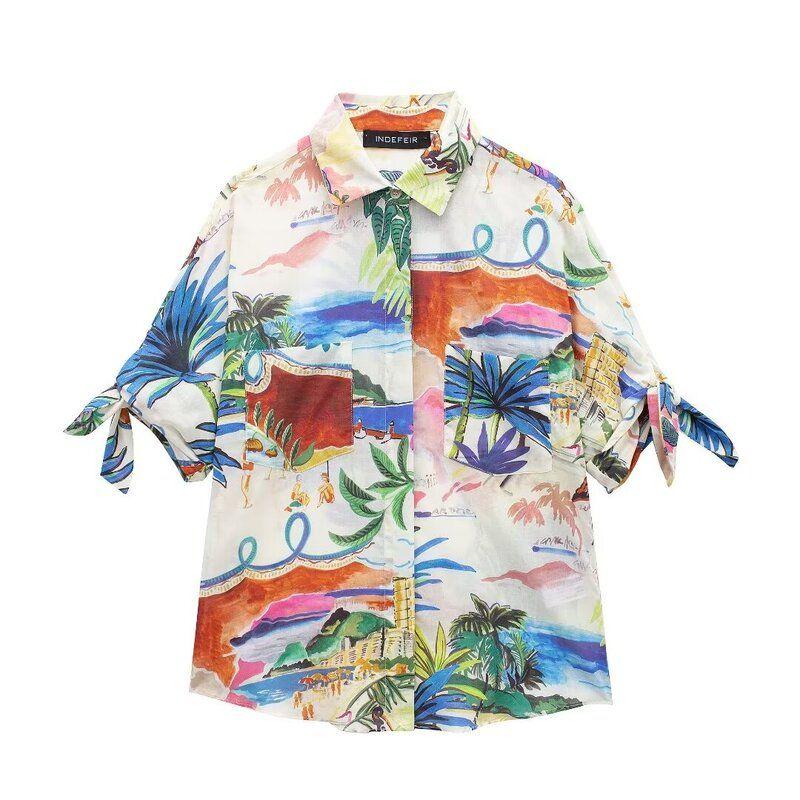 Fashion Style 2024 Summer New Arrival Women's Clothing Stylish Loose Print Shirt High Waist Skirt 2565157