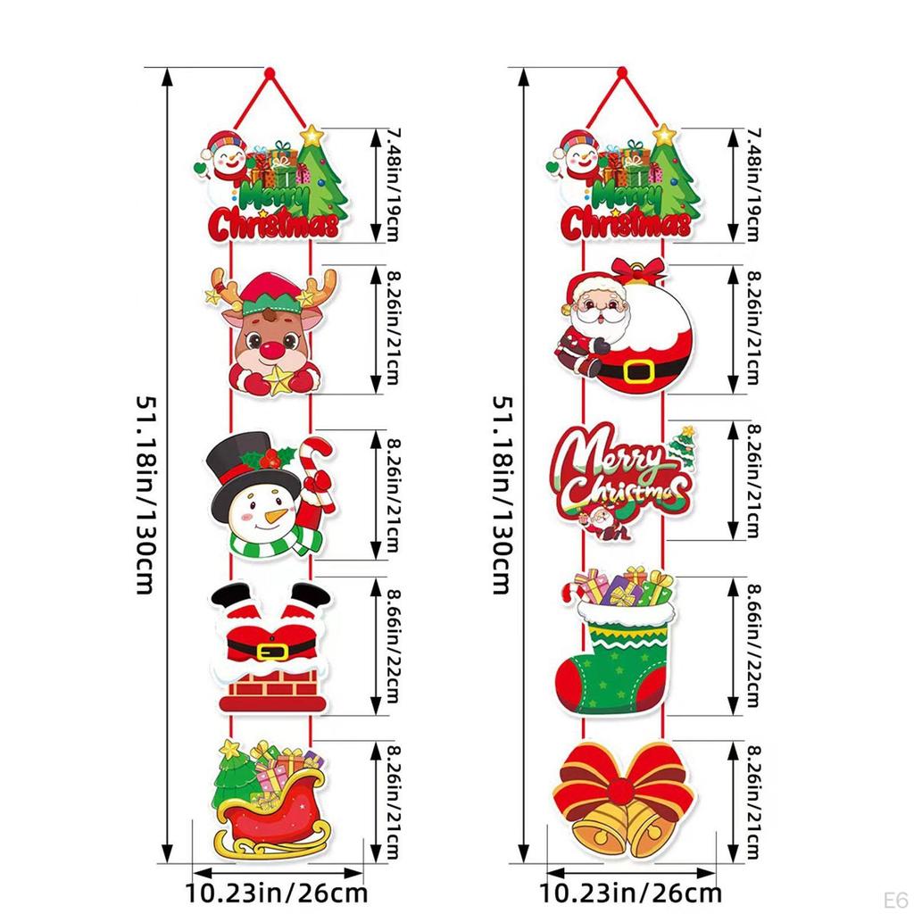 2 Pack Christmas Door Hanging Ornaments Front Signs for Window, Porch, Holiday, Wall
