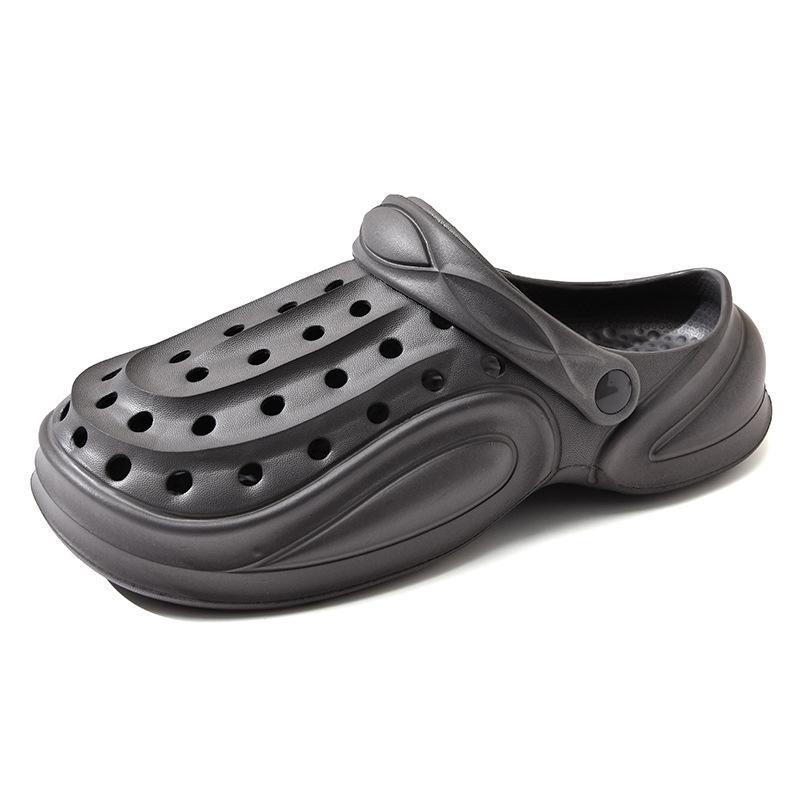 Hole Shoes Men's Summer Wear Simple and Versatile Breathable Beach Cool Slippers Thick-soled Non-slip Bag Head Drag Casual Slippers