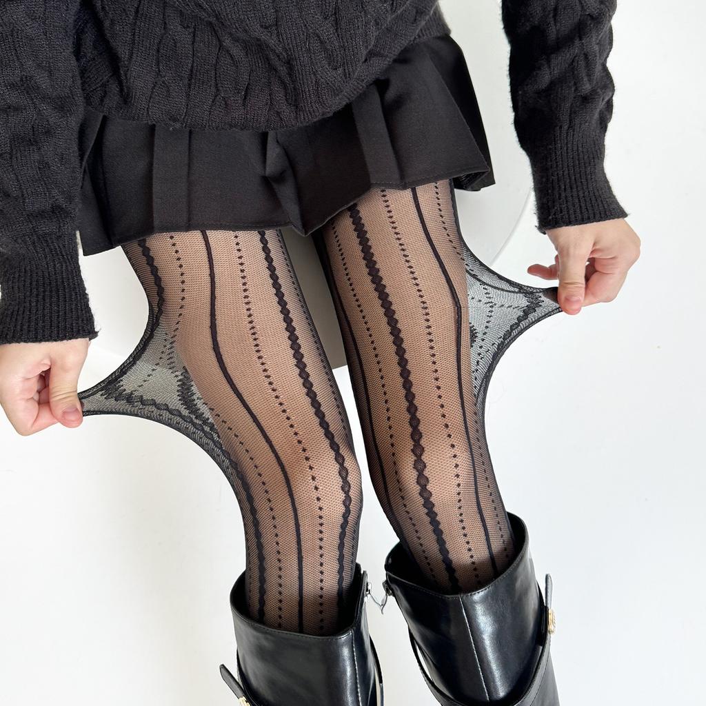 Women Stockings Fishnet Tights Sexy Geometric Striped Pantyhose Rattan Mesh Lace Gothic Y2K Lolita Girl Seamless Fishnet Legging