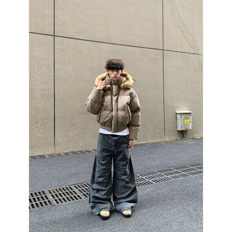 Cabbage Coke Basic Cotton-Padded Coat Detachable Hat/Winter Loose Street Outwear Men and Women Jacket Hooded Cotton Jacket