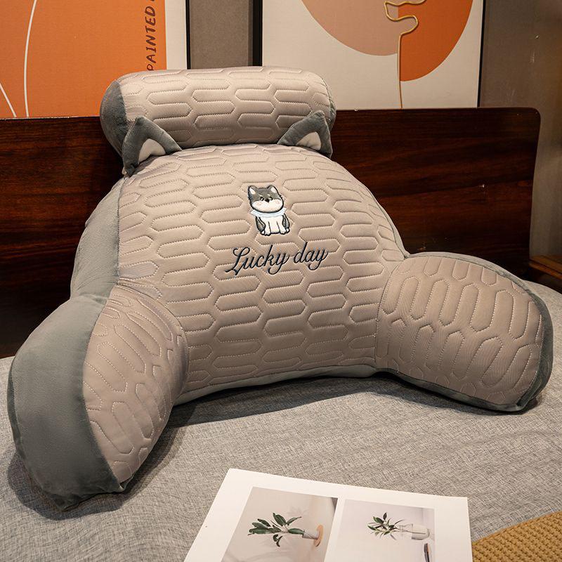 Cute Animal Lumbar Support Pillow Summer Ice Silk Surface Backrest Cushion With Removable Neck Pillow For Bed Sofa Office Chair