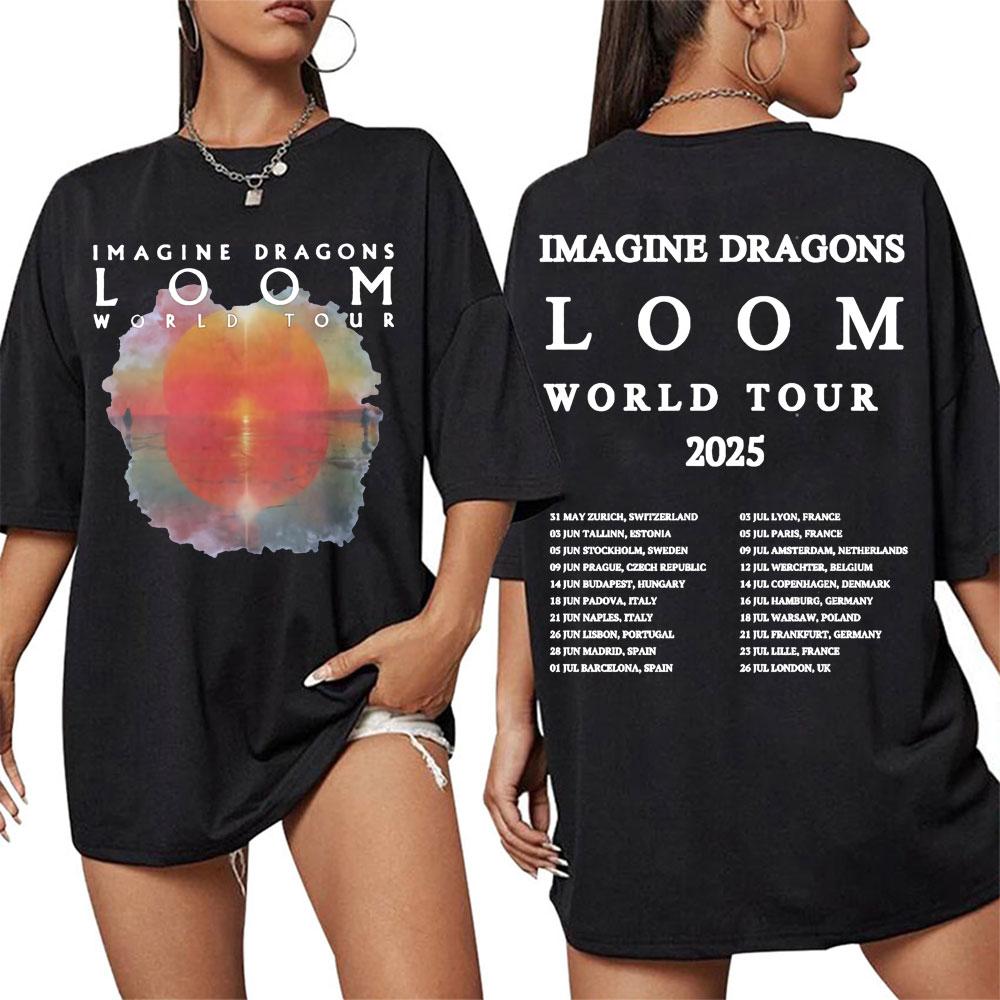202526 Горячая Распродажа Imagine Dragons Loom Мировой Тур Чехол Футболка Мужская Женская Повседневная Хип-Хоп Поп Уличная Хлопковая Футболка Топ