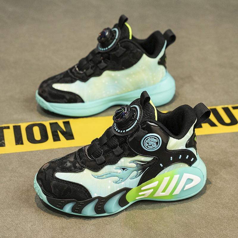 Амортизирующие кожаные баскетбольные кроссовки для мальчиков | Нескользящие, легкие спортивные кроссовки для детей старшего возраста, Осень/Зима 2025