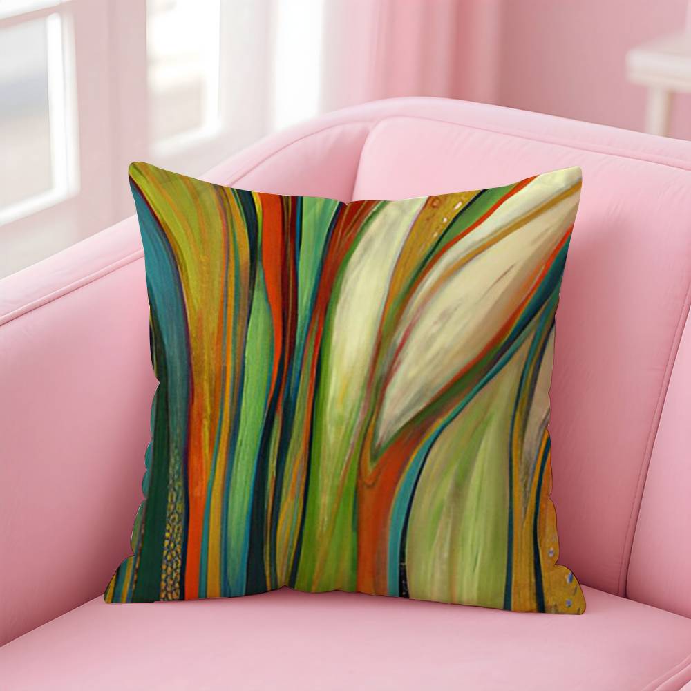 Abstract Paint Colorful Pillow Case Anti-dustmite Pillow Invisible zipper silky short plush Sofa cushion cover