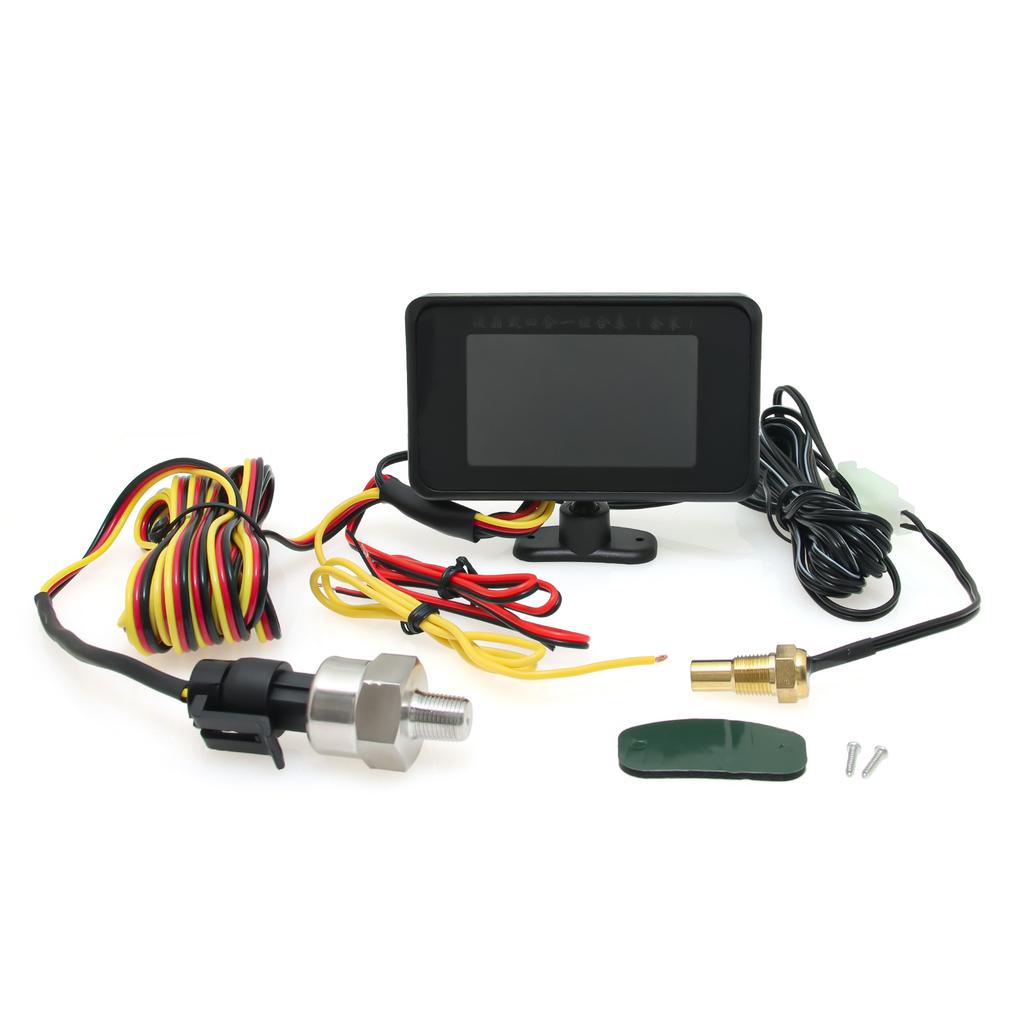 HD Digital Car LCD Display Gauge Universal 4 in1 Water Temp Voltage Fuel Level Oil Press Instruments Sensor NPT 1/8 12V/24V