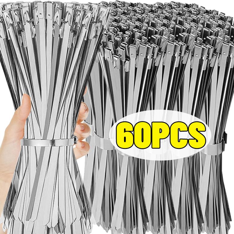 Stainless Steel Cable Ties Heavy Duty Self Locking Metal Zip Ties Fastening Rings Straps Binding Tie for Exhaust Machinery Fence