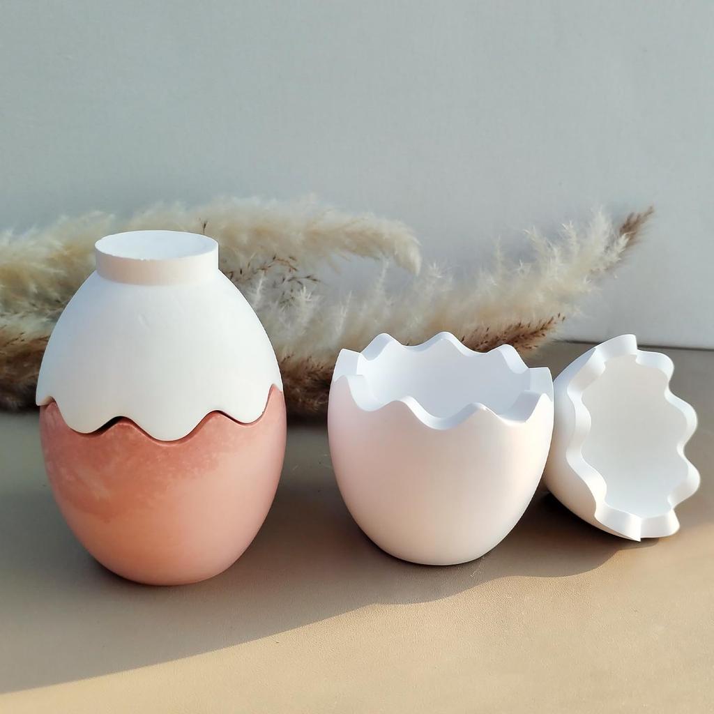 2pcs Egg Shaped Jar Resin Mold with Lid, Easter Silicone Mold Epoxy Resin, Jewelry Ornaments Holder Mold DIY Art Craft Home Easter Decorations