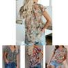 Elegant Womens Summer V Neck Short Sleeve T Shirt Featuring Vibrant Floral Print Design