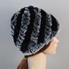 Russia New Winter Real Fur Beanies Hat Women 100% Genuine Real Rex Rabbit Hat Good Elastic Knitted Rex Rabbit Fur Caps