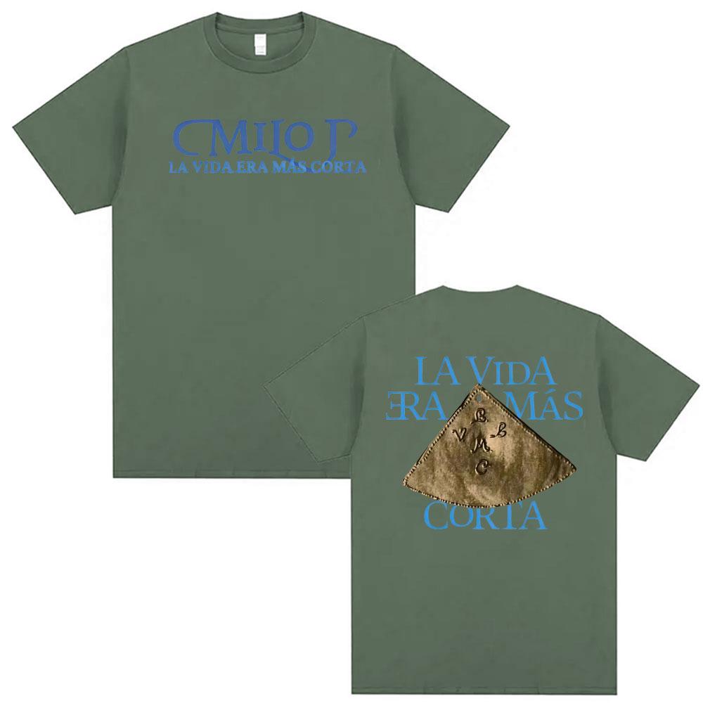 Rapper Milo J La Vida Era Mas Corta New Album Tour 2026 T Shirts Unisex Women Fashion Vintage Tee Shirt Cotton Short Sleeve Tshirt