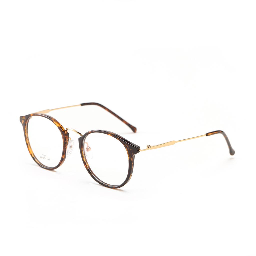 Очки Tr3197 Полуметаллические печатные японские круглые плоские очки в маленькой оправе