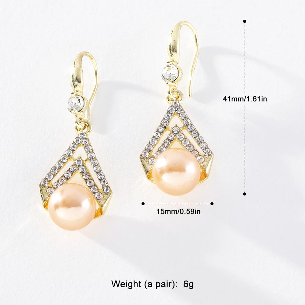Pinkdudu Fashion Champagne Imitated Pearl Geometric Drop Earrings Romantic Luxury Inlaid Zircon Earring for Women Jewelry PD1350