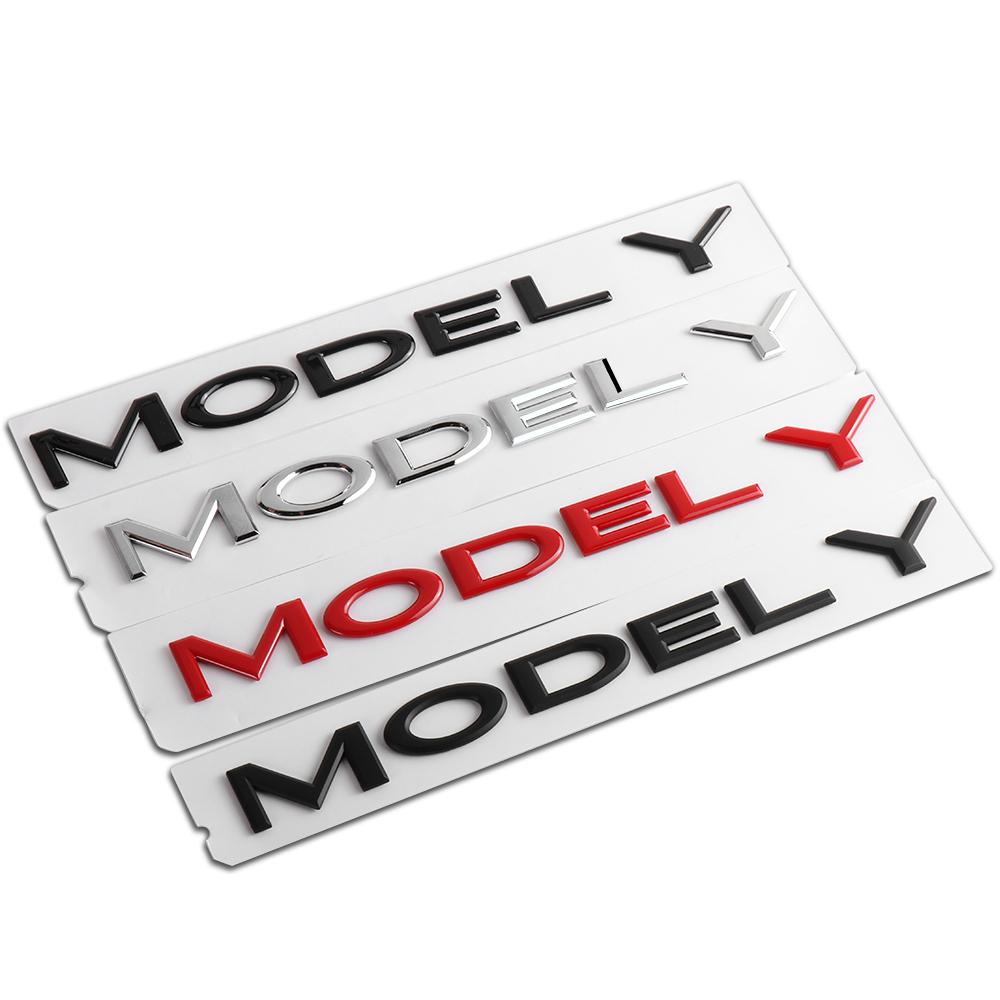 AMI1 1Pc 3D ABS Car Model Y/3 Badge letter Sticker Trunk Decoration Decal For Tesla Model Y 2026 Model3 Auto Valve Cap Accessories