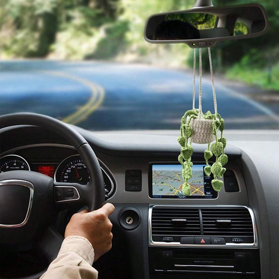 Подвесное кашпо ручной работы, связанное крючком, для украшения дома и автомобиля, с милой подвесной корзиной для горшечных растений, идеально для гостиной и декора автомобиля