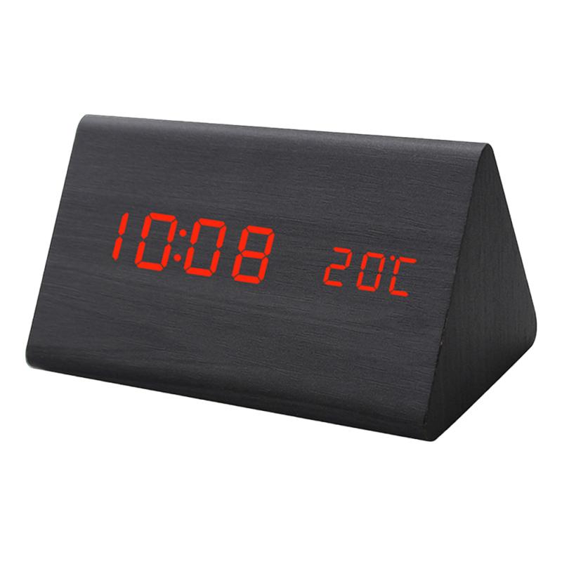 Digital Alarm Clock LED Adjustable Brightness Voice Control Minimalist Style Clocks With Temperature