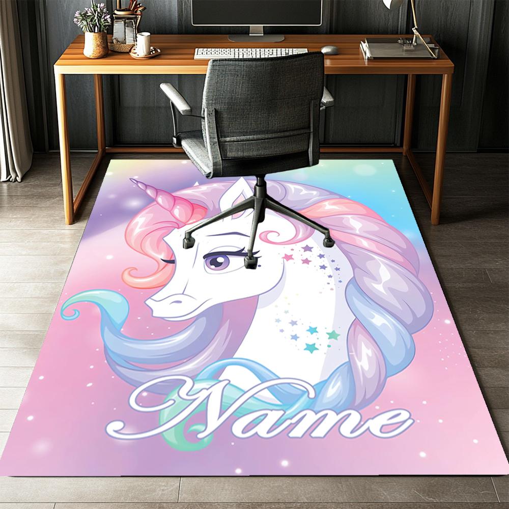 Custom Name Unicorn Printed Carpet,Rug for Office Chair Living Room Bedroom Kitchen Room Decor Gifts.