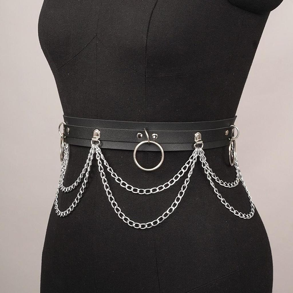 1 шт. Женский сексуальный модный ремень с цепочкой на ремне, готический ремень из искусственной кожи, регулируемые аксессуары для одежды в стиле панк, аксессуары для вечеринок
