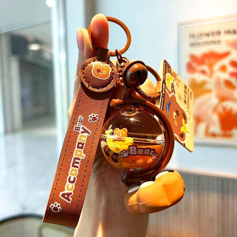 Очаровательный силиконовый брелок-подвеска в виде глобуса с мишкой, милый мультяшный шарм для сумки