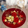 1 шт., круглый ковер с розой, Золотая роза, узор, коврик, Золотая роза, круглые ковры для гостиной, спальни, стула, ковры, домашний декор, подарки