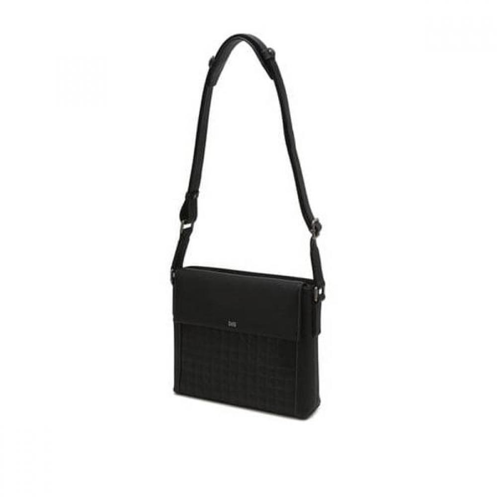Daks Black Leather Crossbody Bag With Grid Pattern Dbba4f263bk