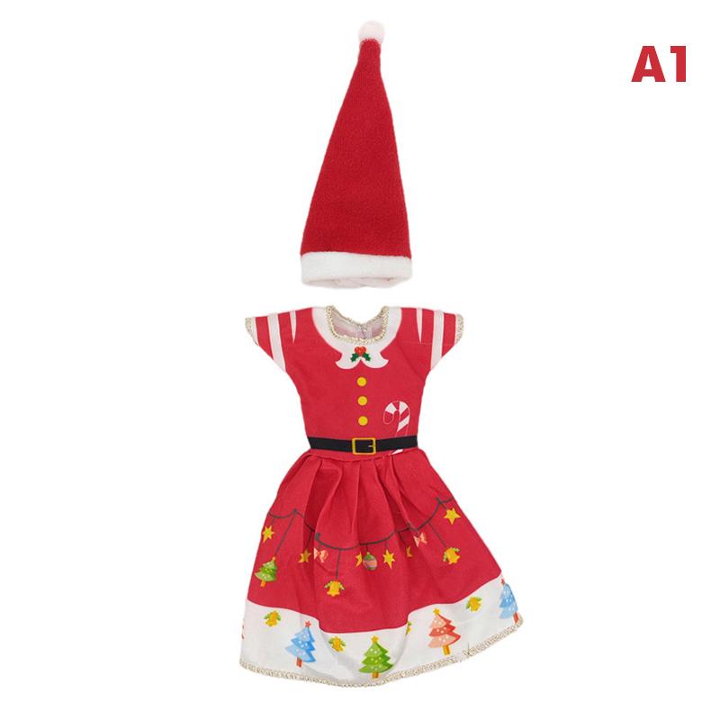 1Set Christmas Dress Outfit Dress Hats For 11 Inch 30cm Doll Fashion Clothes Doll Accessories