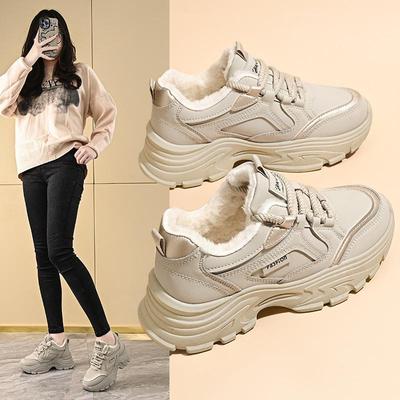 Женские зимние кроссовки на толстой подошве с подкладкой из корейского бархата 2024
