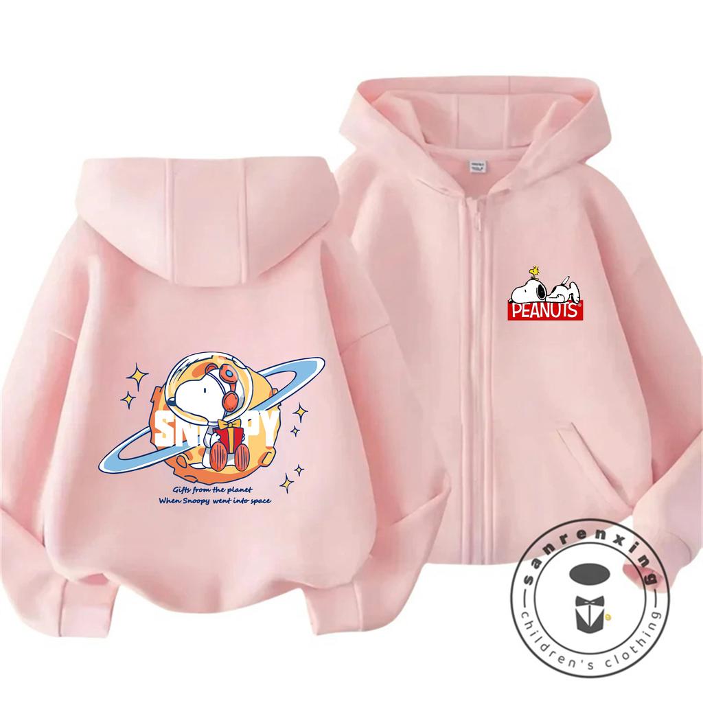 Winter Trendy Casual Zipper Hoodie Cute Cartoon Print Street Style Kids Hooded Top Snoopy Children 3 14