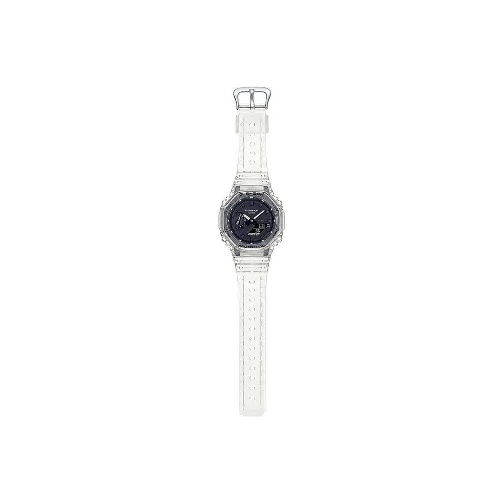 Casio Часы с кварцевым механизмом, ремешком из смолы, унисекс, черный циферблат, GA-2100SK-7A(Watch3--)