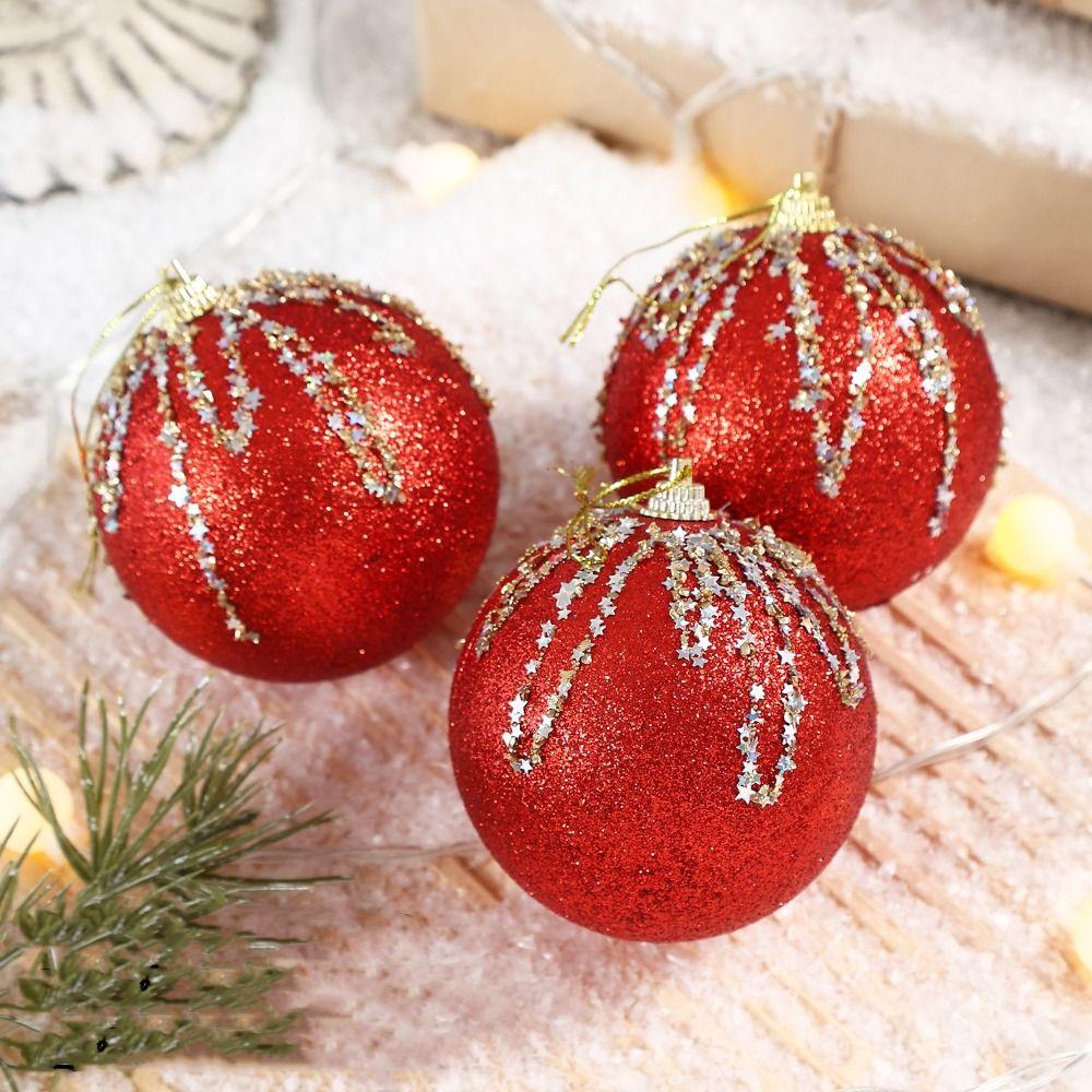 3 pcs/set Glitter Christmas Decoration Balls Multi-Color Xmas Tree Ornaments Party Decor