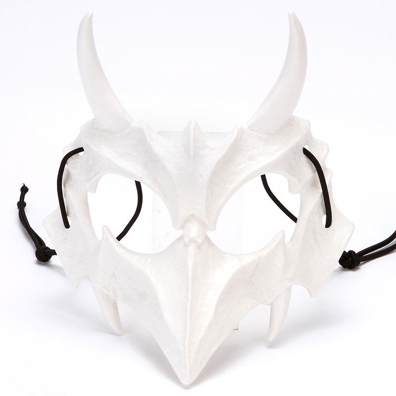 Маска Черепа для Вечеринки Длинные Зубы Демон Скелет Маска на Половину Лица Волк Дракон Тигр Ходзюу Нуэ Маска Косплей Реквизит для Хэллоуина