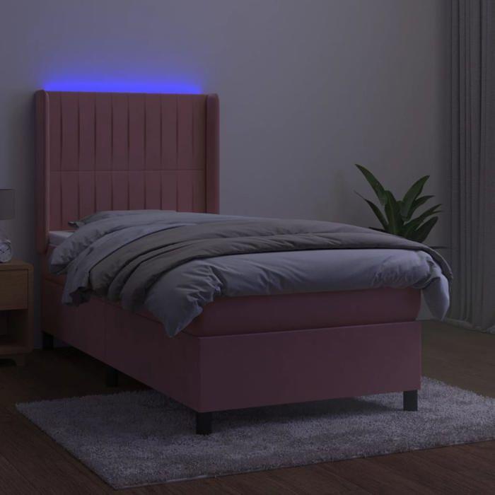 Maison Exclusive - Sommier à lattes de lit matelas et LED Rose 90x200 cm Velours