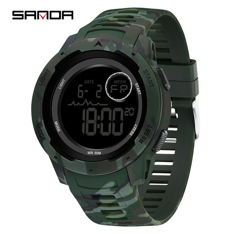 SAMDA Watch спортивные водонепроницаемые электронные часы камуфляжные многофункциональные электронные часы
