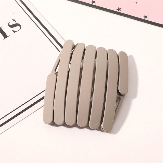 1 шт., телескопическая повязка на голову, портативная складная заколка для волос, женская волшебная повязка на голову с отверстием для волос с зубом, Нескользящие когти, аксессуары для волос