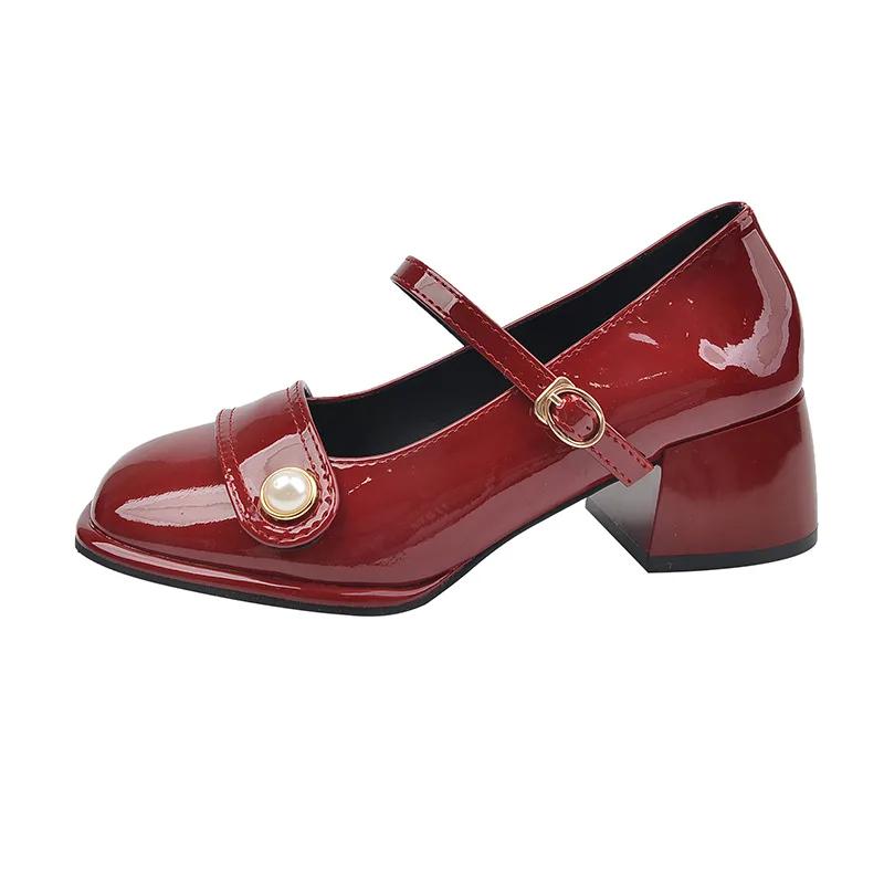 Platform Pumps for Women 2025 Spring New Strap Thick Heels Mary Jane Shoes Woman Round Toe High Heel Party Single Shoe
