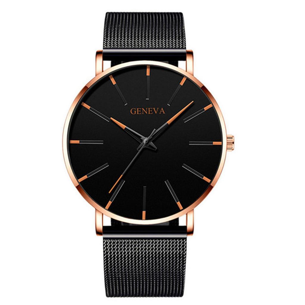 Men's Fashion Ultra Thin Watches Business Stainless Steel Mesh Quartz Watch