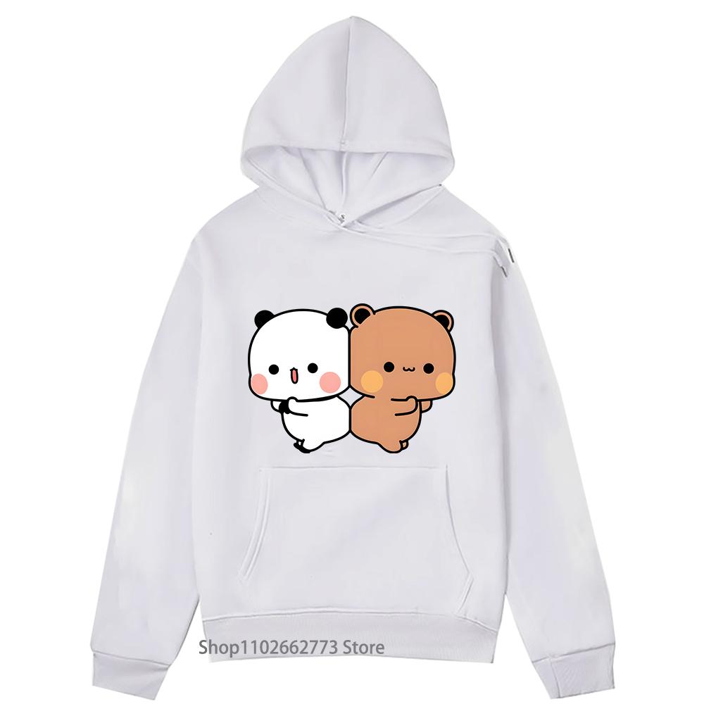 Толстовки Bubu Dudu Kawaii Bubu Dudu Графические толстовки Милая одежда с изображением медведя панды Мультфильмы Женщины Повседневный Забавный корейский пуловер