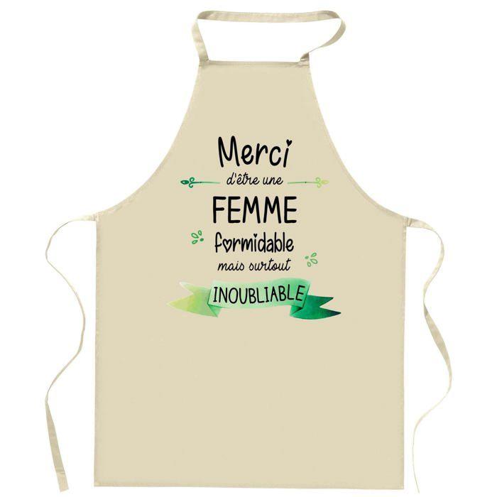 Tablier de cuisine - Planetee Femme - Impression bretonne - Coton résistant - Liens ajustables
