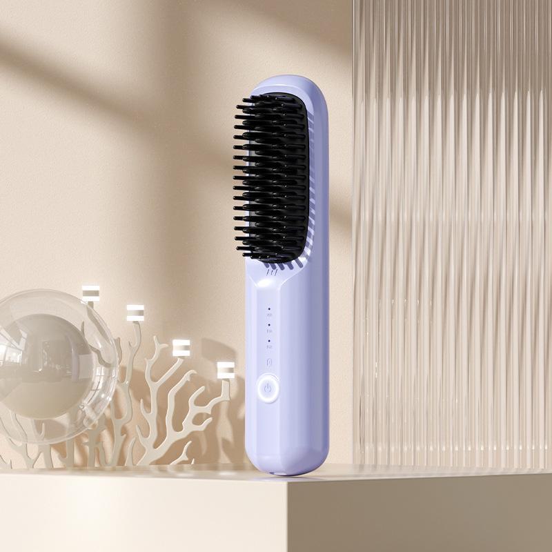 Portable Wireless Mini Electric Hair Straightener Comb with Fast Ceramic Heating