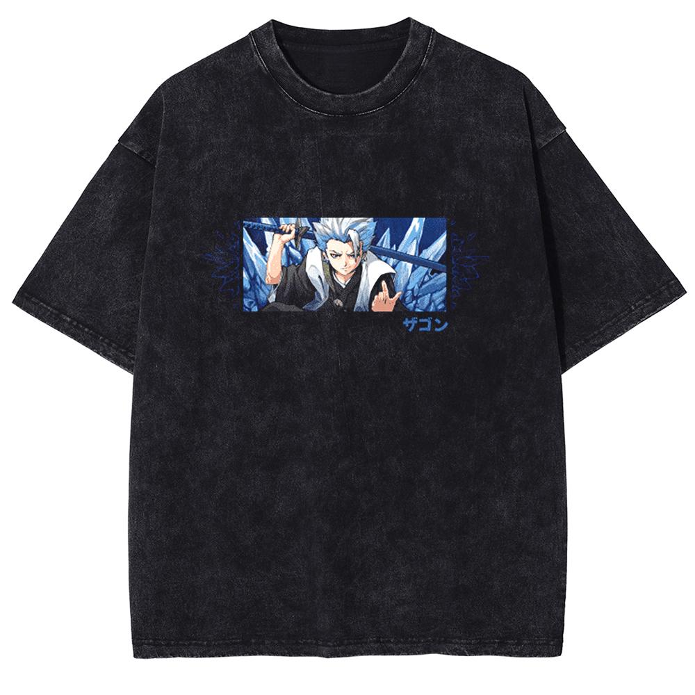 BLEACH T Shirt Manga Kurosaki Ichigo Print Tshirt Men Unisex Clothes Vintage Washed Streetwear Short Sleeve Cotton Tee Shirt