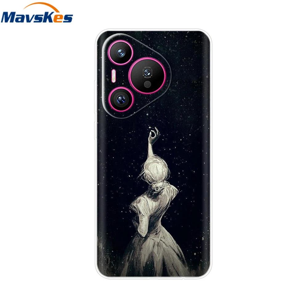 Для чехла Huawei Pura 70 Pro Pura 70 Прозрачная задняя крышка Бампер с красивой девушкой Мягкий ТПУ Funda Для Huawei Pura 70 Pro+ Pura70 Ultra Capa