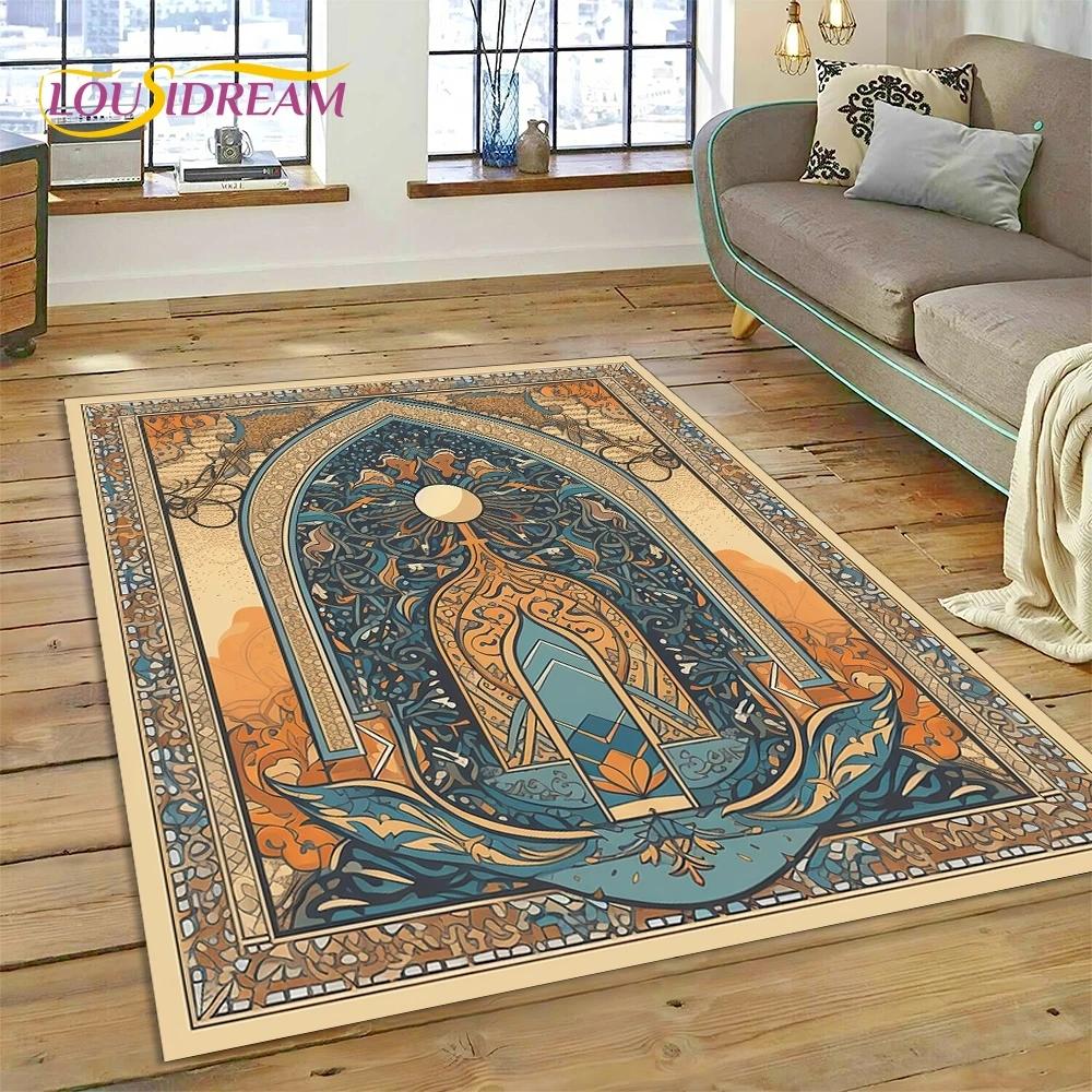 Мусульманский Ислам Молитва Коленопреклонение Поли Коврики Мандала Ковер Ковер для Спальни Гостиной Дома Диван Украшения, Большой Декор Напольный Коврик