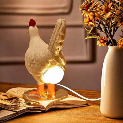 USB Ночник в виде куриного яйца, несущей яйца курицы, декоративная лампа, статуэтка из смолы, украшение для дома, офиса, спальни, настольное украшение