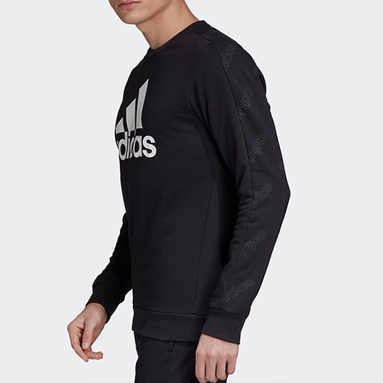 Adidas Классический спортивный пуловер с круглым вырезом и длинным рукавом, мужские топы, черный GJ6590