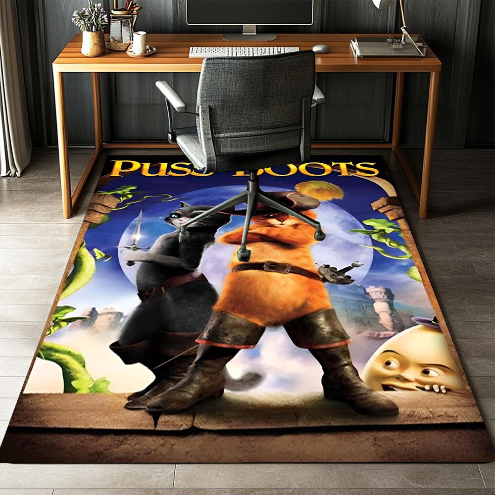 Puss In Boots Printed Carpet Rug for Office Chair Living Room Bedroom Kitchen Room Decor Gifts