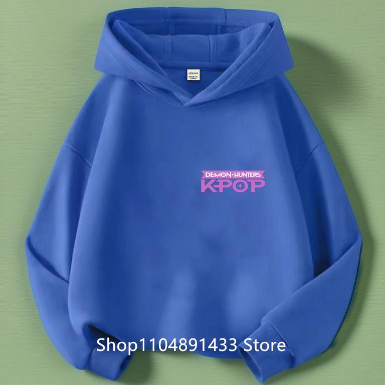 Kpop Demon Hunters Kids Logo Merch Hoodies Girls Boys Athletic Sweatshirt Long Sleeve Casual Pullover Without Drawstring Hoodie