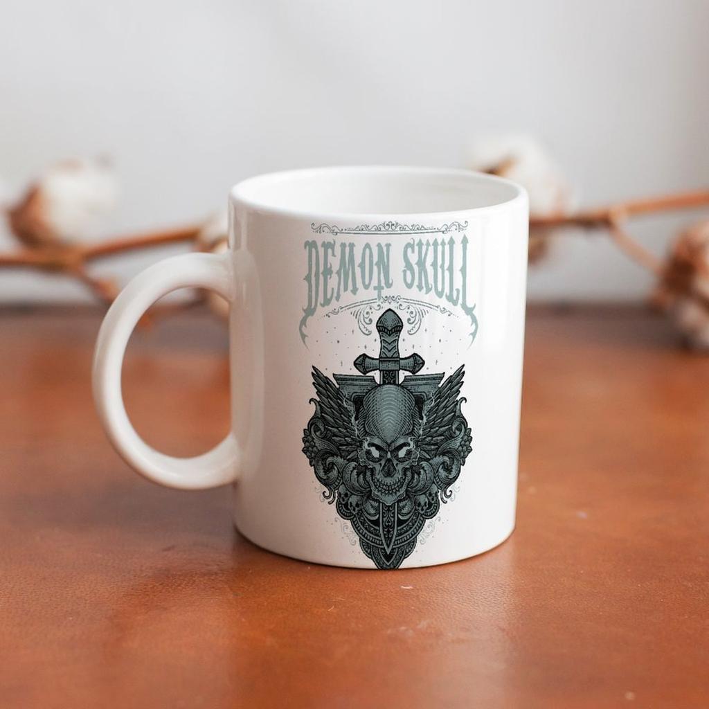 11oz White Coffee Cup with Printed Surface On Both Sides, Durable Ceramic Body and Smooth Grip for Daily Warm Drink Lovers