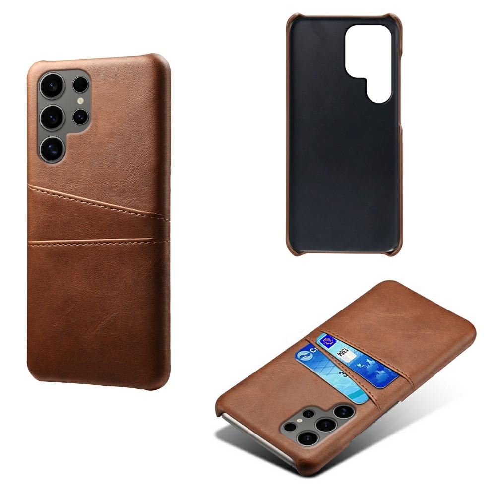 For Samsung Galaxy S25 Ultra Case Dual Card Slots PU Leather + Hard PC Phone Cover