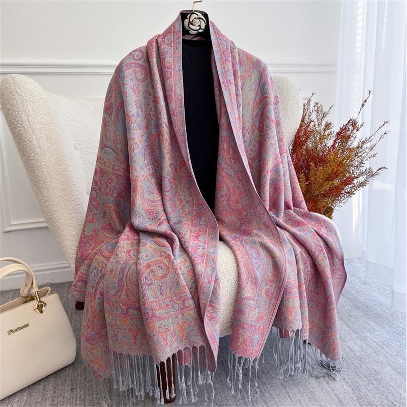 Autumn Bohemian Ethnic Paisley Cashmere Shawls Scarf for Women Warm Jacquard Pashmina Scarves Print Design Lady Foulard Stoles